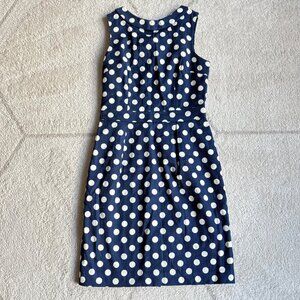 Boden Navy & White Polka Dot Sleeveless Dress Classic Preppy Look 6R